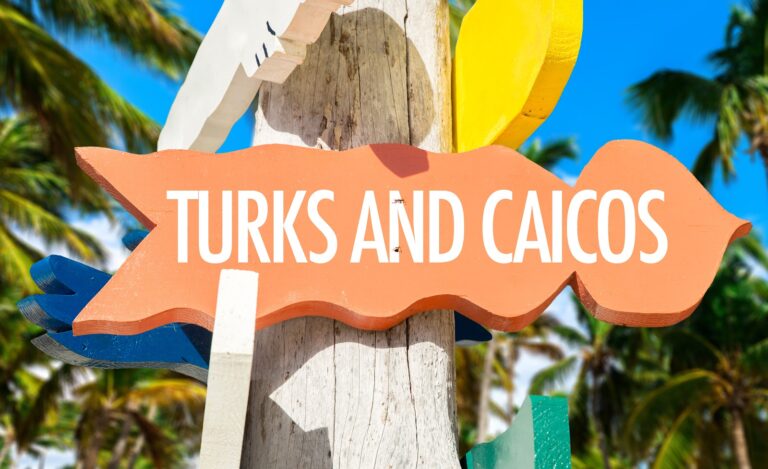 Turks And Caicos Welcome Sign With Palm Trees